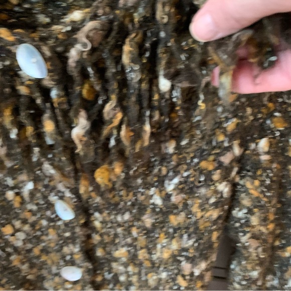 Ruby Rd Green gold and White With Fringe Around Collar Sweater L - Picture 4 of 7